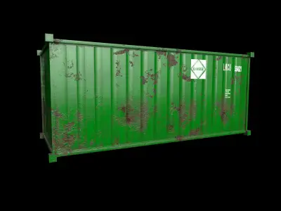 Container-green PBR shipping container Low-poly 3D model