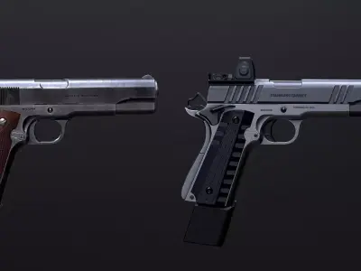 2 Models - Default and Tuning - Handgun Colt 1911 Low-poly 3D model