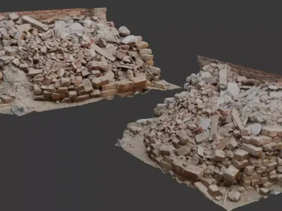 Brick Rubble Pile Scan Low-poly 3D model