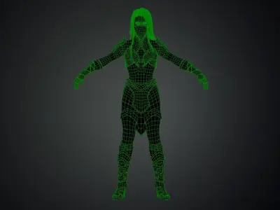 Ninja girl Low-poly 3D model