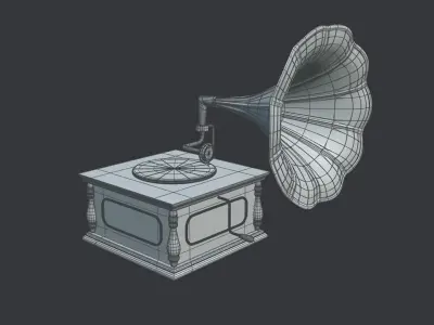 Vintage Gramaphone PBR Low Poly 3D Model Low-poly 3D model