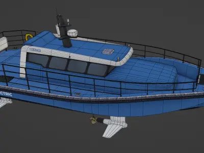Electric workboat Low-poly 3D model