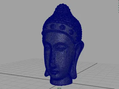 Metal Buddha head Low-poly 3D model
