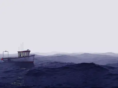 Realistic Ocean fishing boat in Free 3D model