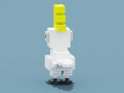 Voxel Cockatoo Low-poly 3D model