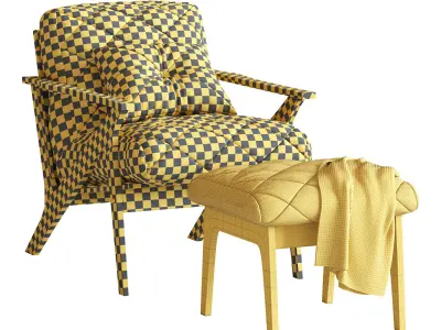 Mid-Century Lounge Chair And Ottoman 3D model