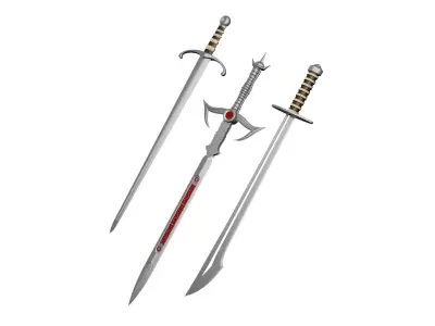 Medieval 3 Swords 3D model