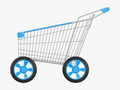 Shopping cart with large wheels 01 3D model