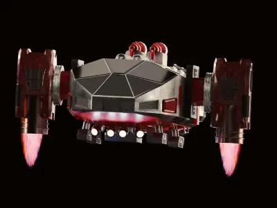 Spacecraft with Thrusters 3D model