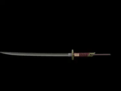 Katana samurai sword Low-poly 3D model get
