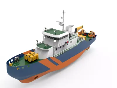 Rescue Tugboat  Low-poly 3D model