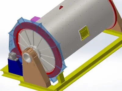 ball mill 2200 x 4000 FOR MINE GRINDING 3D model
