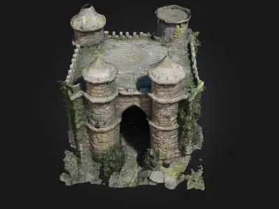 Fortress Entryway   Medieval Stronghold Gate Model 3D model