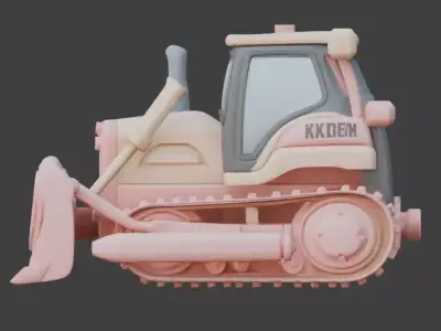 Stylized 3D Valentine Bulldozer Model Low-poly 3D model