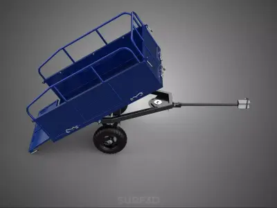 TILTED DUMP TRAILER CARGO CART WAGON TRACTOR CAR TRUCK VEHICLE 2 3D model