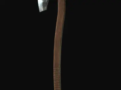 2 handed nordic style battle axes Low-poly 3D model