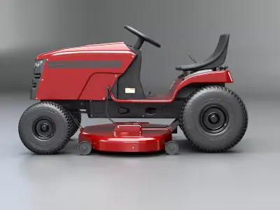 Ride-On Lawn Mower Realistic Garden Tractor PBR Textures 3D model