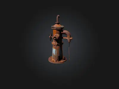 Rusted Water Pump Low-poly 3D model