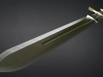 Medieval sword with ricasso Low-poly 3D model