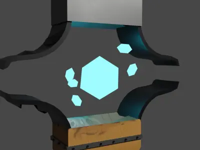 Sword with crystals Weapon PBR low-poly game ready Low-poly 3D model