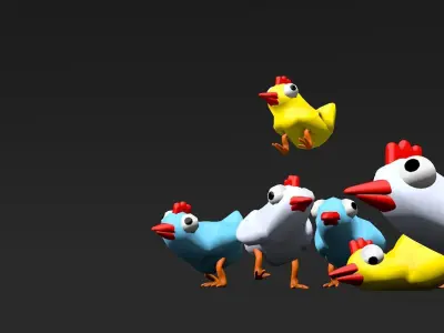 Cartoon Chicken Low-poly 3D model order