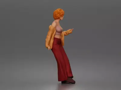 Relaxed girl leaning on car enjoying a calm urban moment 3D print model
