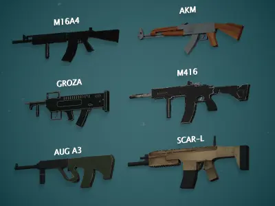 Low Poly AR Gun Pack Low-poly 3D model
