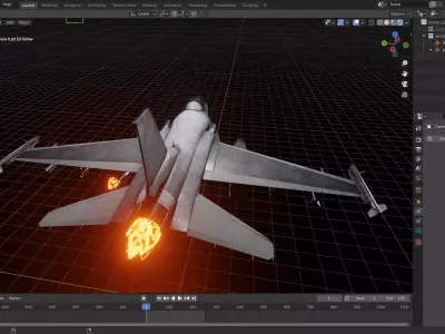 Fighter Jet with Fire mesh Free 3D model
