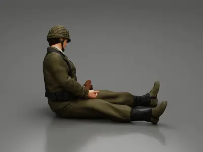 Soldier who fell after a strong battle waiting for help weapons 3D print model