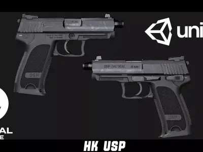 USP game ready Low-poly 3D model