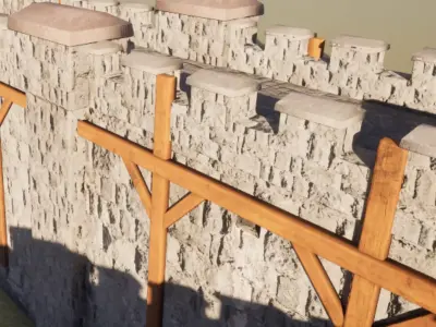 Medieval Castle Walls Free low-poly 3D model