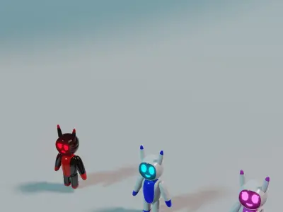 3D Cute Robot 3 in 1 Low-poly 3D model