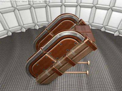 Wood Stairs - Construction Element 19 Low-poly 3D model