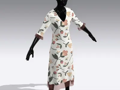 Female Cloth Dress Low-poly 3D model