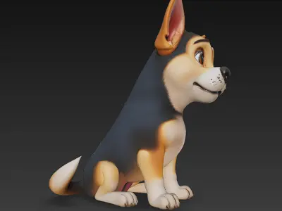 Dog Puppy Realistic 3D Model - Low Poly Realistic Low-poly 3D model