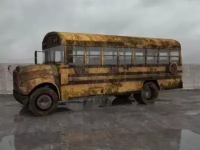 destroyed bus 004 am165 3D model