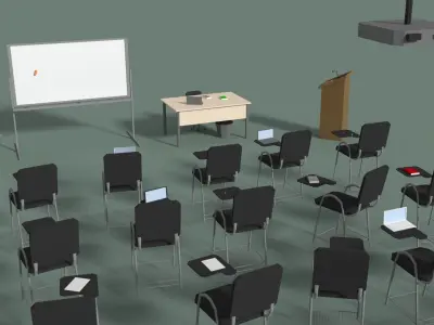 Low Poly Office Conference Hall Low-poly 3D model