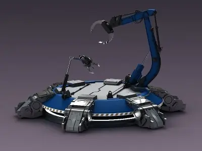 Hi-tech future pit robot robot arm science fiction future lab 3D model