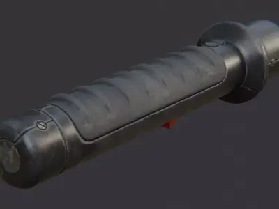 Military Stun Baton with Rugged Grip Low-poly 3D model