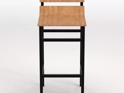 Industrial Style Bar Stool Low Poly 3D Model Low-poly 3D model