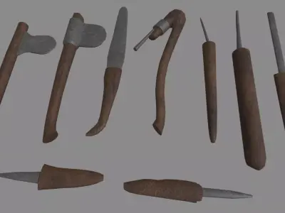 Old Tools Pack 01 Low-poly 3D model