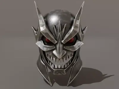 Iron Skull Mask Low Poly Dark Fantasy Helmet Low-poly 3D model