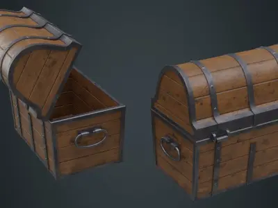 Wooden Chest 1A Low-poly 3D model