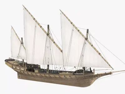 Xebec sailing ship 3D model