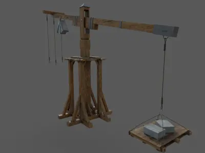 Crane Medieval 3D model Low-poly 3D model
