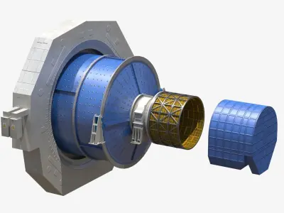 Ball Mill - SAG - Low Poly  Low-poly 3D model