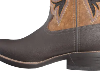Classic Brown Western Cowboy Boots 3D model