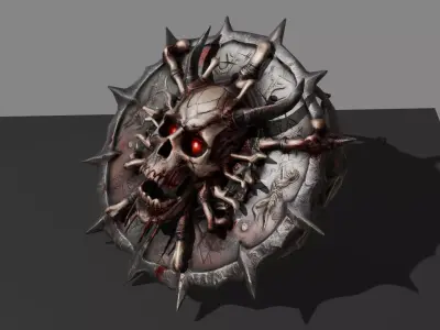 DVL3DStudio Skull Shield Dark Fantasy Low Poly Game Ready Low-poly 3D model