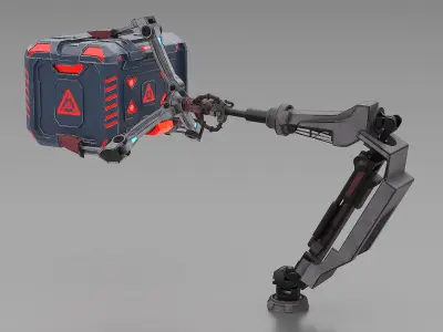 Sci-Fi Robotic Arm with Cargo Container 3D model
