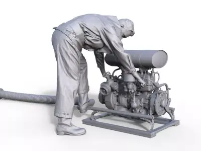 Feuerwehr DDR mit Pumpe und Rohr 3D print model